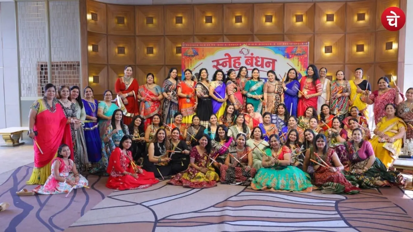 Women enjoying the festivities filled with cultural colors and dance at the Sneh Bandhan Dandia Utsav 2026, held at the Rawaya Hotel Greater Noida